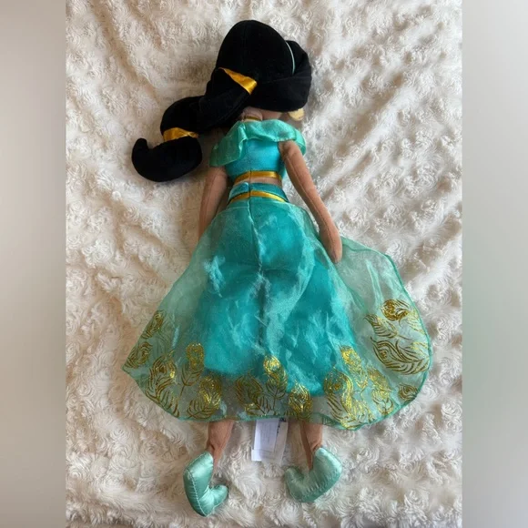 Disney Princess Jasmine Plush Doll Aladdin Turquoise Outfit Gold Earrings - Picture 3 of 4